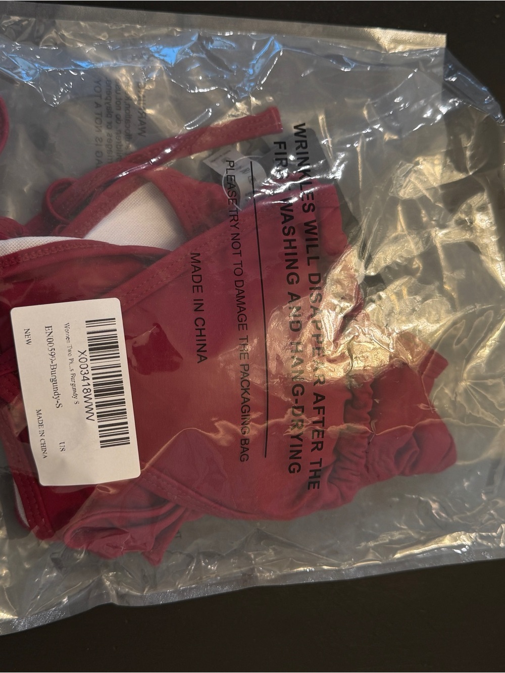 Deep Red Triangle String Bikini - Picture 6 of 6